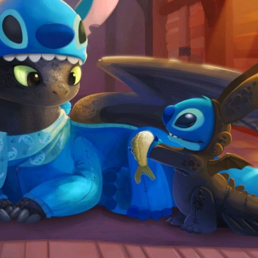 Toothless with his Lil bud