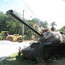 Burning tank M48 patton
